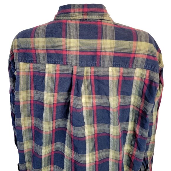 Vintage 90s Plaid Long Button Shirt Women XL Collar Top Work Casual 14 16 Spring - Picture 6 of 16